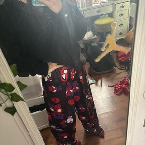 Spiderman & Hello Kitty-Themed Pajama Pants - Black and Red